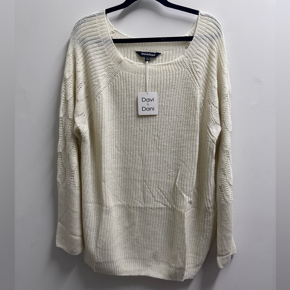 ❄️ NWT DAVI & DANI Women's Ivory Knit Sweater Plus Size